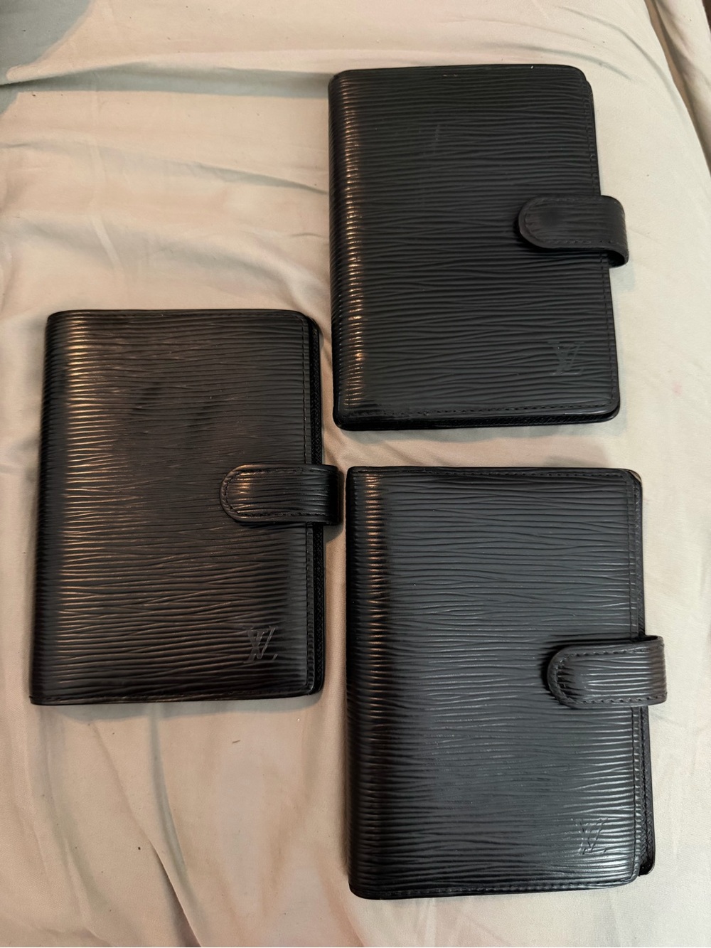 SET OF 3 Louis Vuitton Black Epi Leather Agendas (Passport Holders)